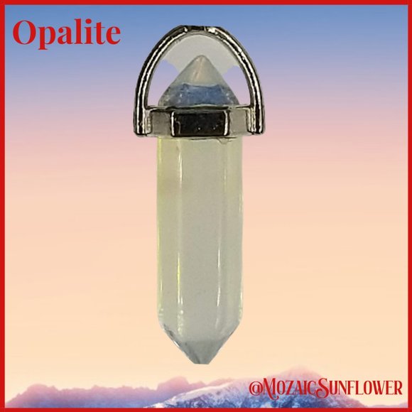 Handcrafted Opalite Pendant Leather Cord With Extension Chain Unisex - Picture 3 of 4